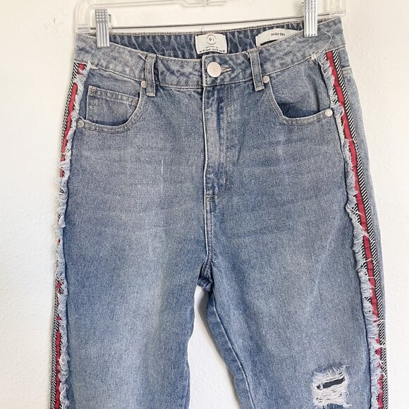 Cotton On High 90s high rise straight leg jeans with side stripes size 6 - Picture 2 of 10